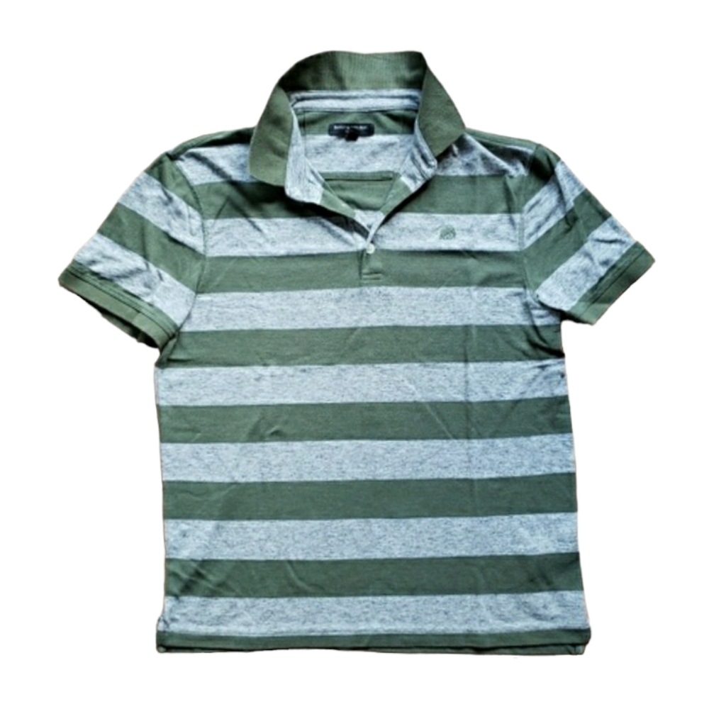 Slim fit polo- green and gray stripe